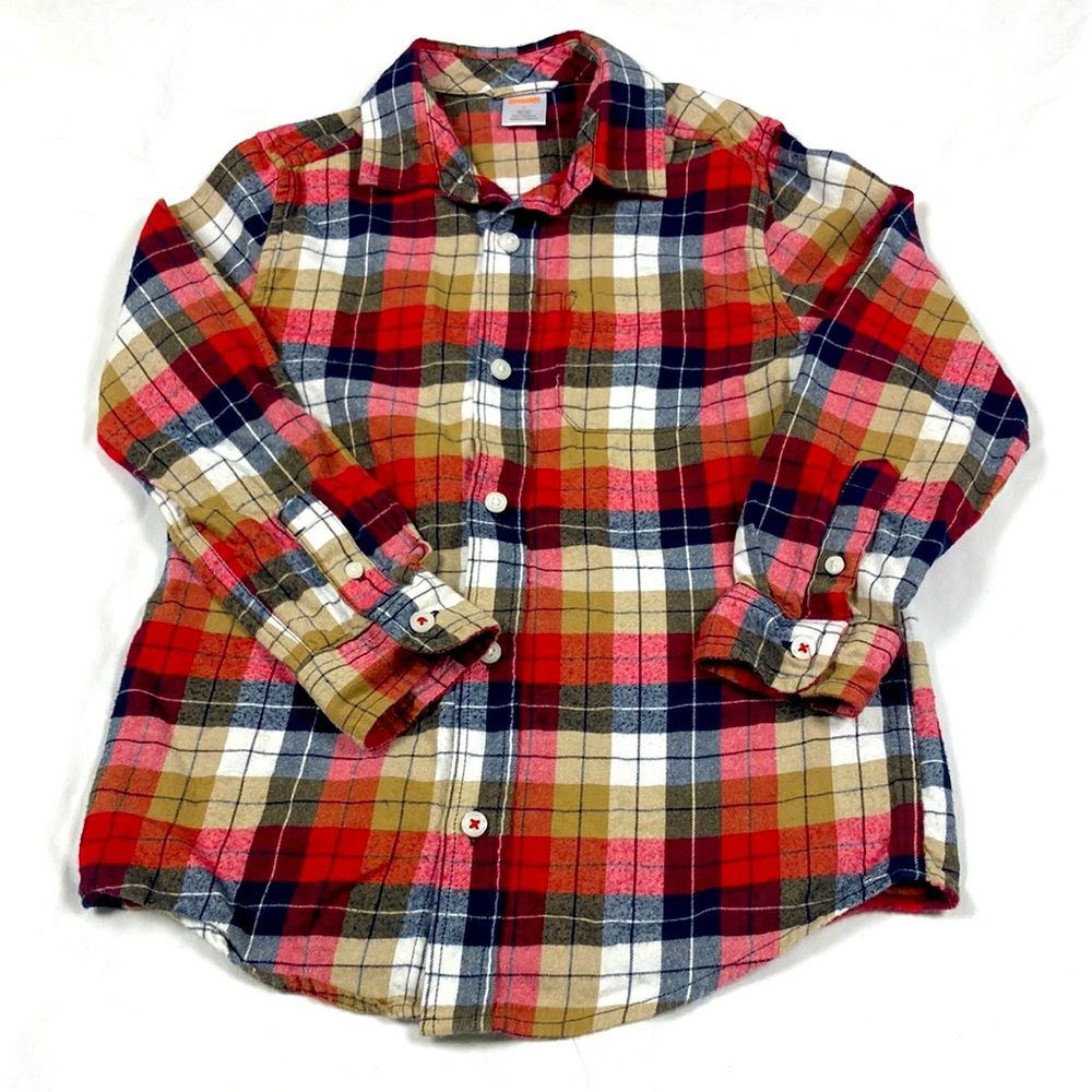 Gymboree boys long sleeve button down flannel plaid shirt size 7